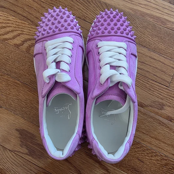 Christian Louboutin Lavender Spiked Sneakers - Picture 7 of 11